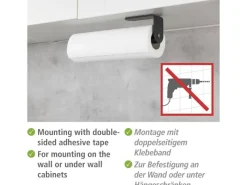 Clearance Wenko Küchenrollenhalter Nio Selbstklebend 27,5 cm x 4,5 cm x 7 cm Schwarz