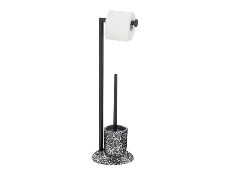 Wenko Stand WC-Garnitur Terrazzo inkl. Rollenhalter und WC-Bürste