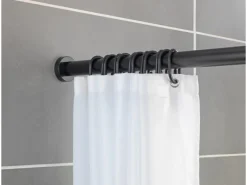 Wenko Teleskop-Duschvorhangstange Luz ausziehbar rostfrei 110 - 185 cm Schwarz