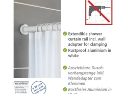 Wenko Teleskop-Duschvorhangstange Luz ausziehbar rostfrei 70 cm - 115 cm
