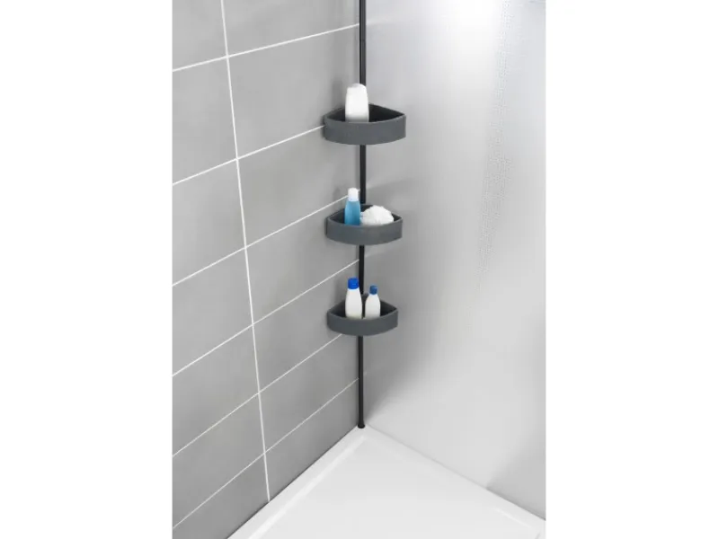 Wenko Teleskop-Eckregal Villata mit 3 Körben 28 x 20,5 x 275 cm Schwarz-Grau