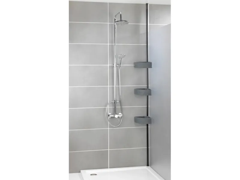 Wenko Teleskop-Eckregal Villata mit 3 Körben 28 x 20,5 x 275 cm Schwarz-Grau