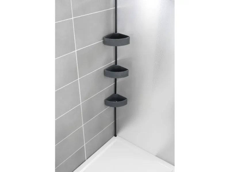 Wenko Teleskop-Eckregal Villata mit 3 Körben 28 x 20,5 x 275 cm Schwarz-Grau