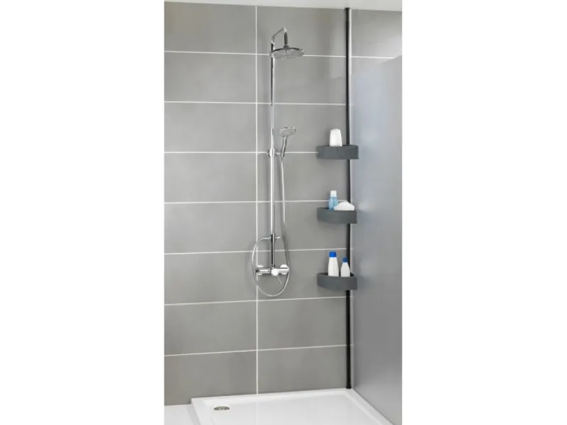 Wenko Teleskop-Eckregal Villata mit 3 Körben 28 x 20,5 x 275 cm Schwarz-Grau