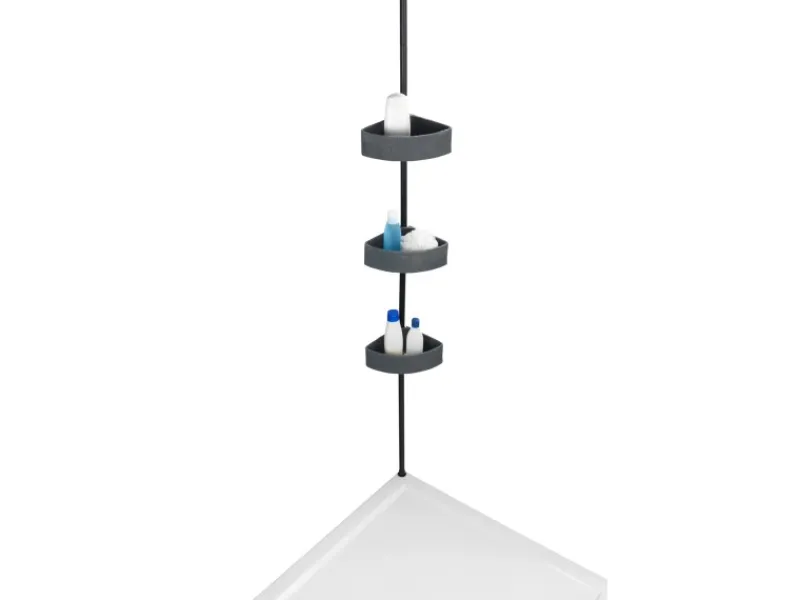 Wenko Teleskop-Eckregal Villata mit 3 Körben 28 x 20,5 x 275 cm Schwarz-Grau