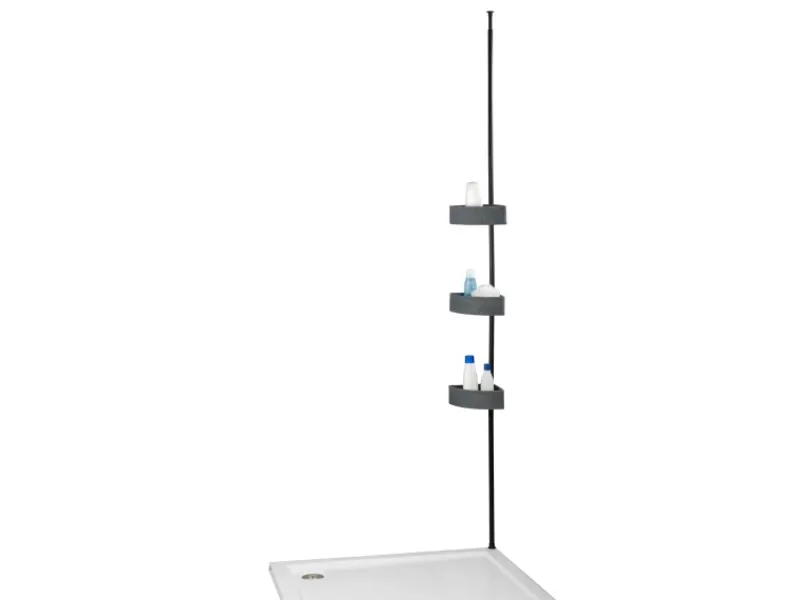 Wenko Teleskop-Eckregal Villata mit 3 Körben 28 x 20,5 x 275 cm Schwarz-Grau