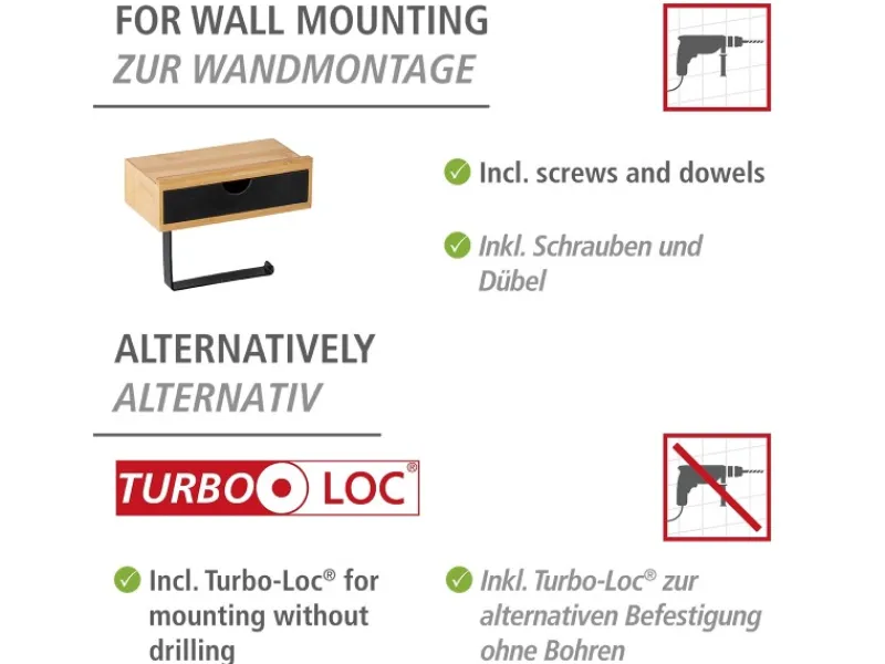 Wenko Toilettenpapierhalter mit Ablage Bambusa Bambus