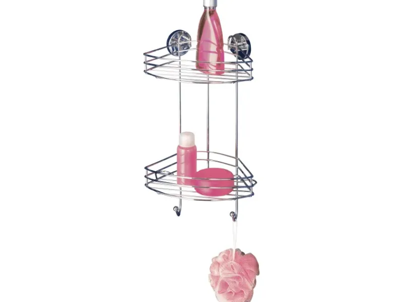Wenko Vacuum-Loc Eckregal Chrom 2 Etagen