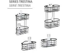 Wenko Wandregal Trestina Edelstahl 2 Etagen Schwarz