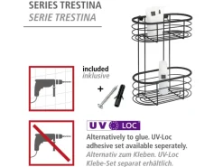 Wenko Wandregal Trestina Edelstahl 2 Etagen Schwarz