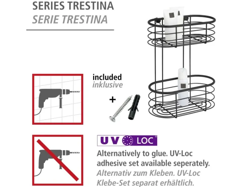 Wenko Wandregal Trestina Edelstahl 2 Etagen Schwarz