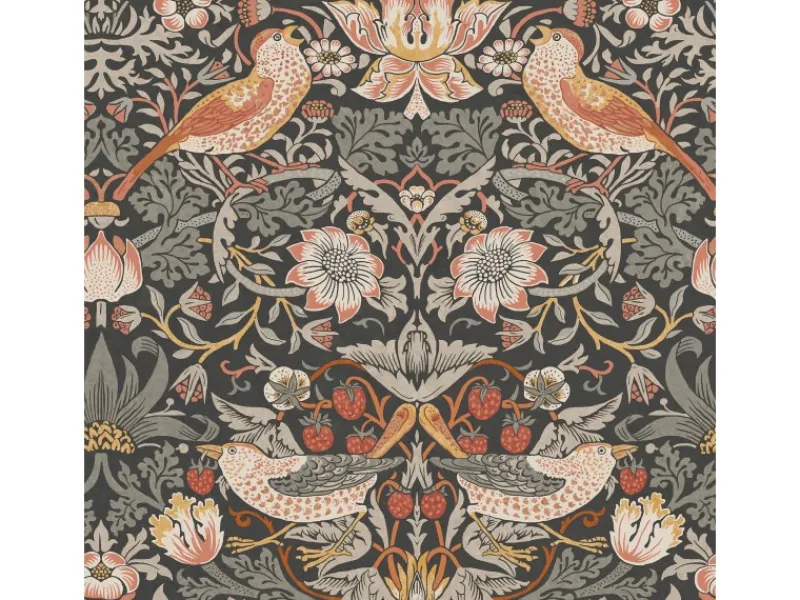 William Morris at Home Vliestapete Strawberry Thief 10 m x 52 cm Grau FSC®