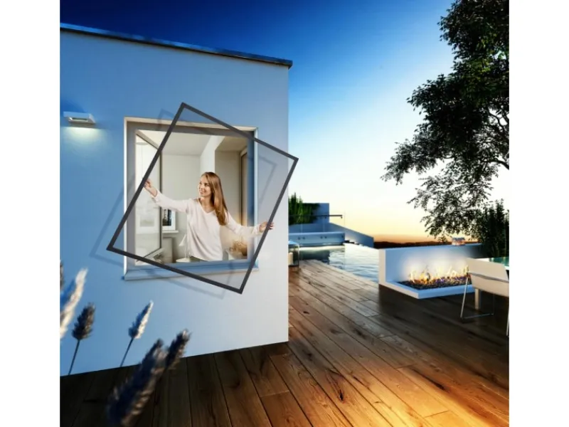 New Windhager Insect-Stop Expert Rahmen Fenster 100 x 120 cm Anthrazit