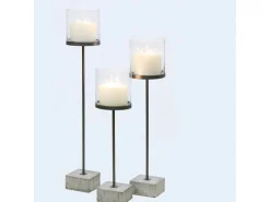 Outlet Windlicht mit Betonfuß 88 cm x 20 cm x 20 cm Anthrazit