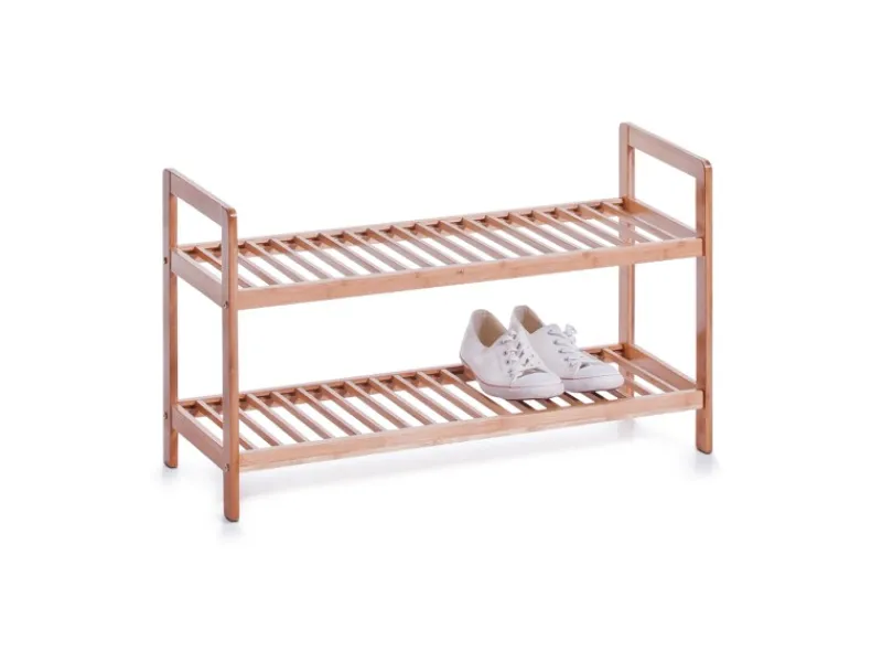 Zeller Schuhregal mit 2 Ablagen Bambus 70 cm x 26 cm x 40 cm