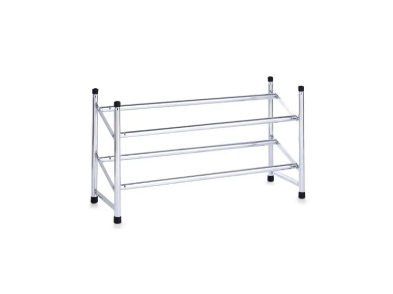 Discount Zeller Schuhregal mit 2 Ablagen Metall 36 cm x 23 cm x 6,4 cm Verchromt Glänzend