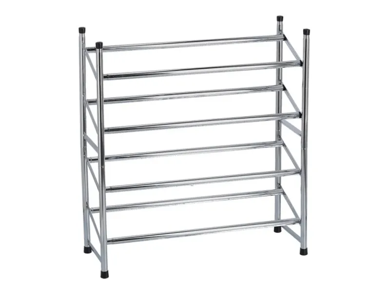 Discount Zeller Schuhregal mit 2 Ablagen Metall 36 cm x 23 cm x 6,4 cm Verchromt Glänzend