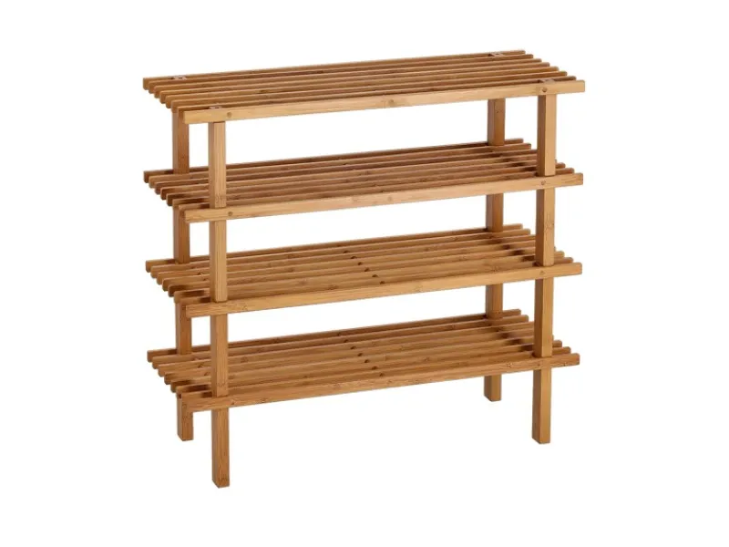 Zeller Schuhregal mit 2 Ablagen Bambus 70 cm x 26 cm x 30 cm