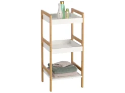Zeller Standregal mit 3 Ablagen Bambus/MDF 80 cm x 36 cm x 33 cm Weiß