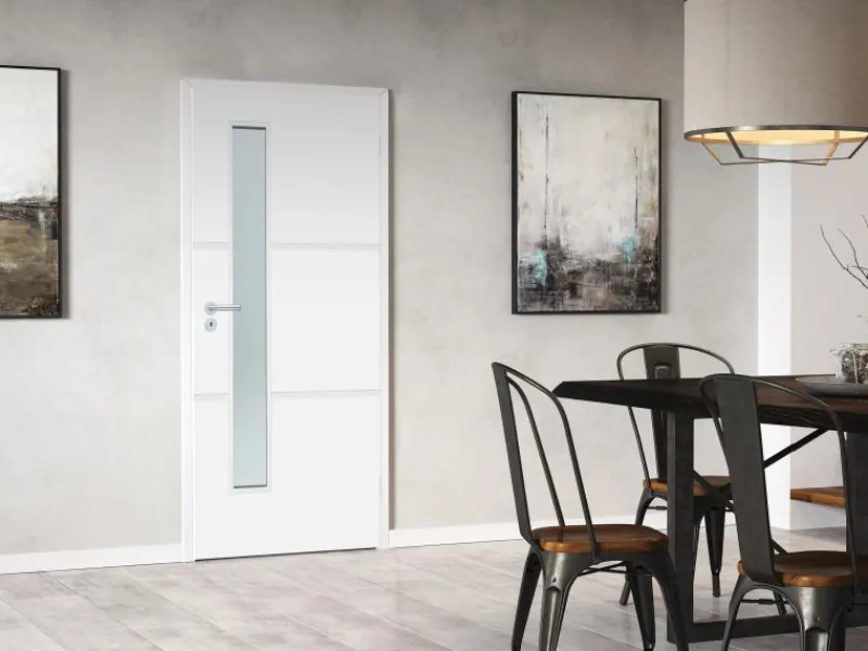 New Classen Zimmertür inkl. Glas Portofino Weißlack 86 cm x 198,5 cm Anschlag Rechts