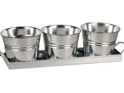 Zink-Eimer-Set inkl. Tablett 4 tlg.